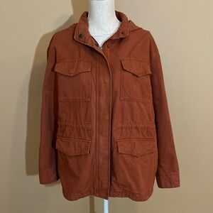 Universal Thread Burnt Orange Hooded Utility Jacket Large